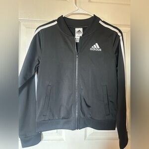 Adidas Fleece 2-Stripes Full-Zip Hoodie Sz L/G 14 Black